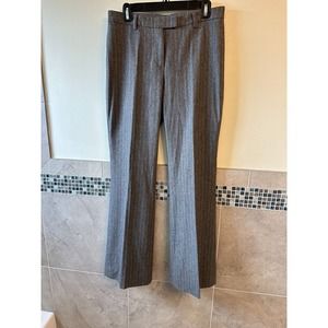 GUNEX Cashmere Blend Flannel Gray Striped Flared Leg Trousers SZ 8 ITALY